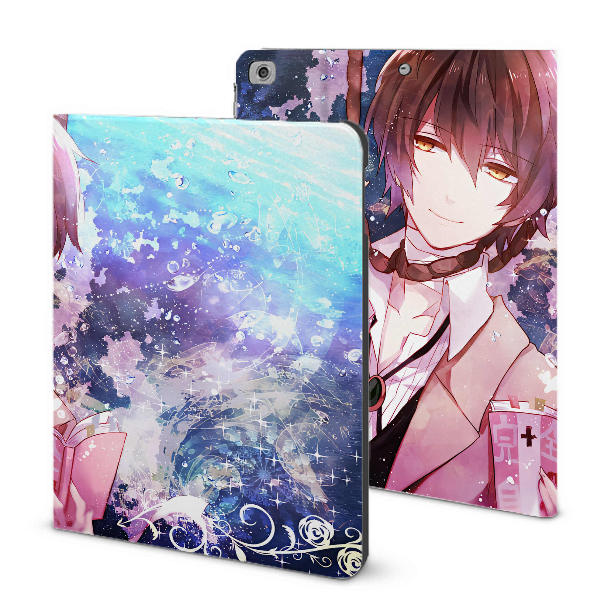 （画像用） 文豪ストレイドッグス Bungo Stray Dogs IPad ケース ブック型 PUレザー TPU 耐衝撃 軽量 薄型 ペン収納なし 全面保護 IPad 各モデル対応